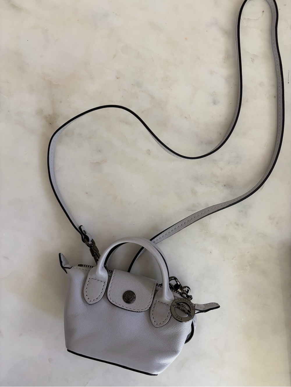 Longchamp Small Crossbody Bag in Light Gray